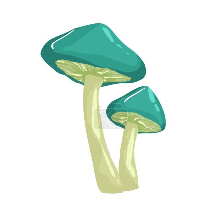 Illustration for Mushrooms in the hand drawing style. Psychedelic abstract mushrooms, hippie style. Vector illustration isolated on a white background - Royalty Free Image
