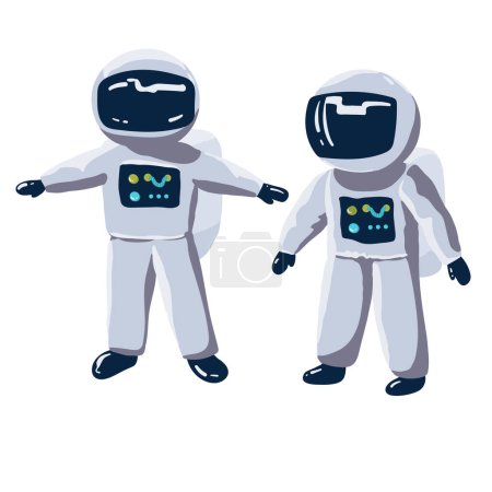 Téléchargez les illustrations : Astronauts Talking Cartoon Vector Icon Illustration. Science Technology Icon Concept Isolated Premium Vector. Flat Cartoon Style - en licence libre de droit