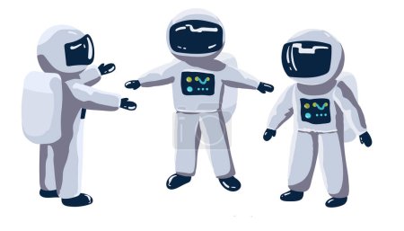 set of Astronauts Cartoon Vector Icon Illustration. Science Technology Icon Concept Isolated Premium Vector. Flat Cartoon Style,