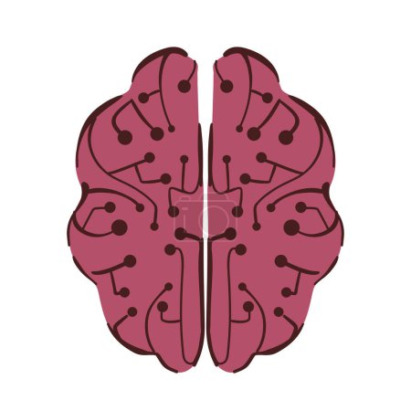 Illustration for Brain made from digital isolated on white. - Royalty Free Image