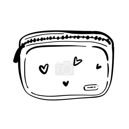 Illustration for Female skincare cosmetic products in a cosmetic bag. Vector illustration doodle - Royalty Free Image