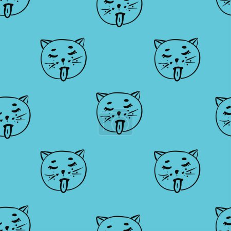Illustration for Cute Cats Seamless Pattern, Cartoon Animals Background, Vector Illustration - Royalty Free Image
