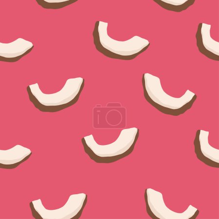 Illustration for Illustration on theme big colored seamless coconut, bright fruit pattern for seal. Fruit pattern consisting of beautiful seamless repeat coconut. Simple colorful pattern fruit seamless soft coconut. - Royalty Free Image
