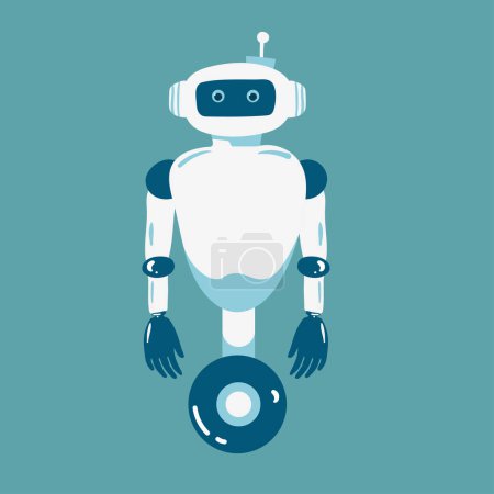 Ilustración de Robots alienígenas, futuros personajes de dibujos animados de tecnología. Formas de vida robóticas, máquinas futuristas o trabajadores cyborgs con inteligencia artificial, garras en las manos y brillante vector ojos de neón - Imagen libre de derechos