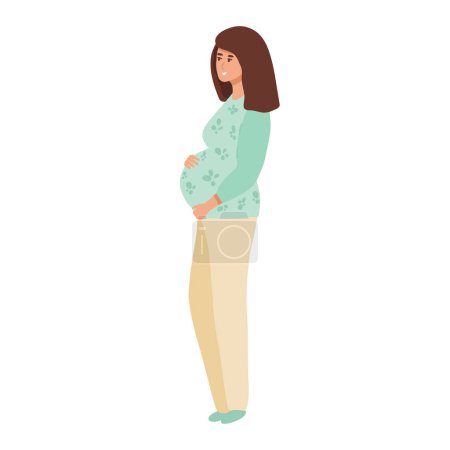 Téléchargez les illustrations : Une femme enceinte. Grossesse et maternité. Illustration vectorielle en style plat. - en licence libre de droit