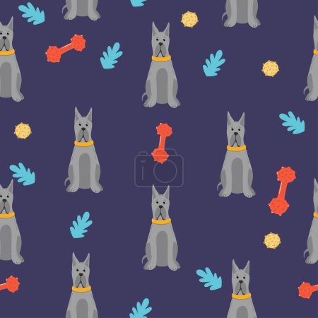 Illustration for Seamless pattern with funny creative dogs. Trendy vector background. Perfect for kids apparel,fabric, textile, nursery decoration,wrapping paper. - Royalty Free Image