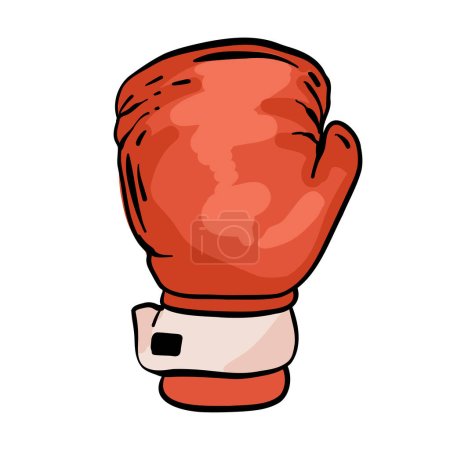 Ilustración de Icono de guante de boxeo rojo de dibujos animados, adelante y atrás. Ilustración vectorial aislada. - Imagen libre de derechos