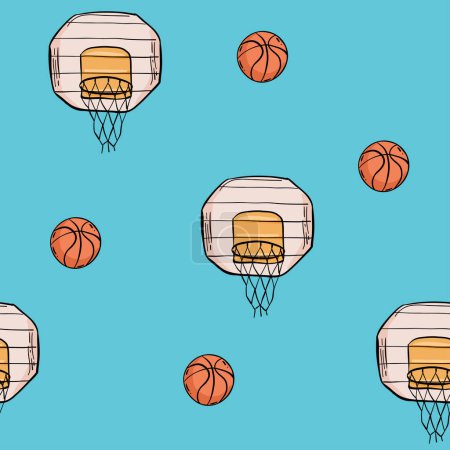 Illustration for The seamless pattern on the basketball theme. - Royalty Free Image