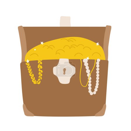 Ilustración de Caja del tesoro llena de monedas de oro, aislada en blanco. - Imagen libre de derechos