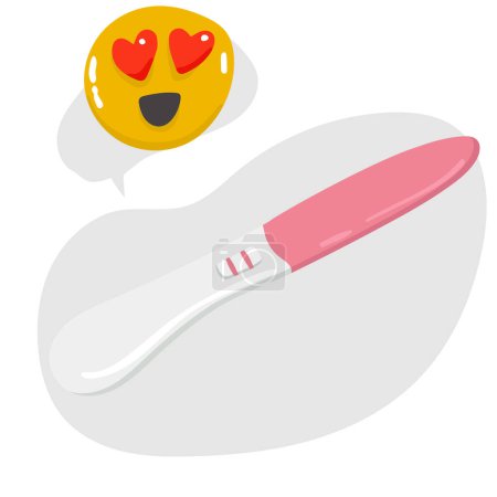 Illustration for HCG Pregnancy test with negative result, one strip or stick meaning not pregnant woman. Feminine item. Flat vector illustration isolated on white background - Royalty Free Image