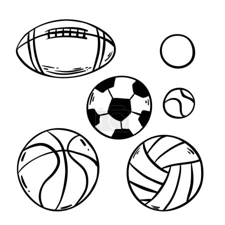 Ilustración de Pelotas deportivas sobre fondo blanco. Ilustración vectorial - Imagen libre de derechos
