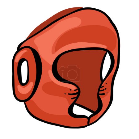 Illustration for Red hand drawn boxing helmet. flat vector illustration isolated on white - Royalty Free Image