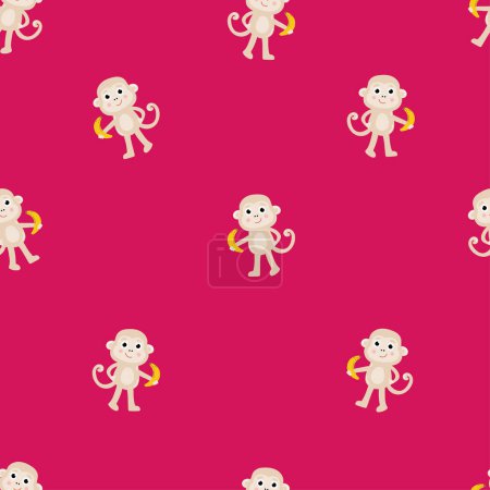 Illustration for Seamless pattern with monkey on blue background - vector illustration, eps, - Royalty Free Image