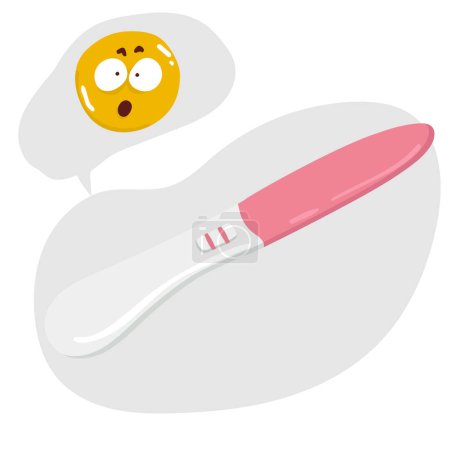 Illustration for HCG Pregnancy test with negative result, one strip or stick meaning not pregnant woman. Feminine item. Flat vector illustration isolated on white background Surprise pregnancy test - Royalty Free Image