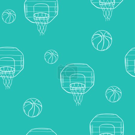 Téléchargez les illustrations : Le motif sans couture sur le thème du basket-ball - en licence libre de droit