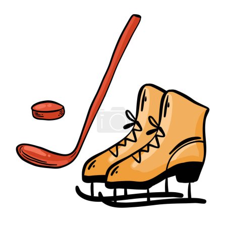 Illustration for Hockey vector background. Vector hockey Skates Hockey stick. - Royalty Free Image