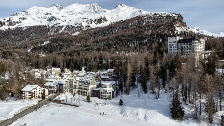 Photo for Winter aerial view of Sils in the Engadine - Royalty Free Image