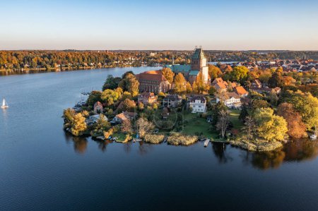 Peninsula with the Ratzeburg Cathedral in autumn