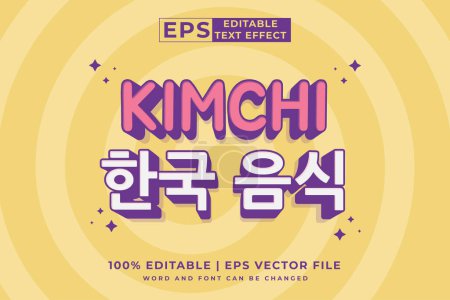 Editierbare Text-Effekt Kimchi 3d Cartoon-Stil Premium-Vektor
