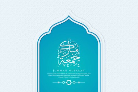 Téléchargez les illustrations : Jummah Moubarak Carte de voeux avec Calligraphie et Ornement Premium Vector - en licence libre de droit