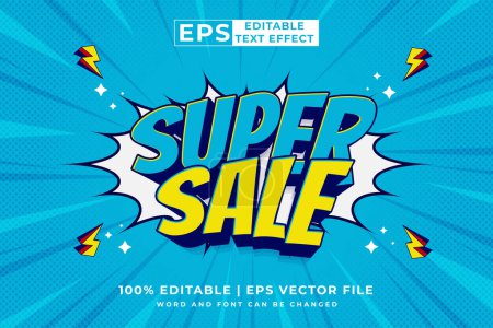 Illustration for Editable text effect super sale 3d cartoon style premium vector - Royalty Free Image