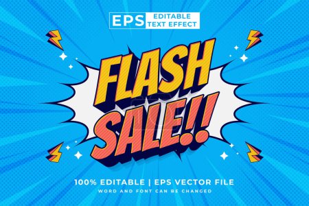 Editierbare Text-Effekt Flash-Verkauf 3D-Cartoon-Stil Premium-Vektor