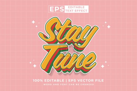 Illustration for Editable text effect stay tune 3d Cartoon cute style premium vector - Royalty Free Image