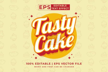 Téléchargez les illustrations : Editable text effect - Tasty Cake 3d Cartoon template style premium vector - en licence libre de droit