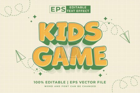 Efecto de texto editable - Niños juego 3d plantilla de dibujos animados estilo premium vector