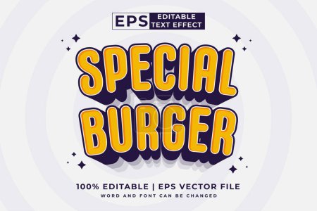 Ilustración de Efecto de texto editable Especial Burger 3d Cartoon Cute plantilla estilo premium vector - Imagen libre de derechos