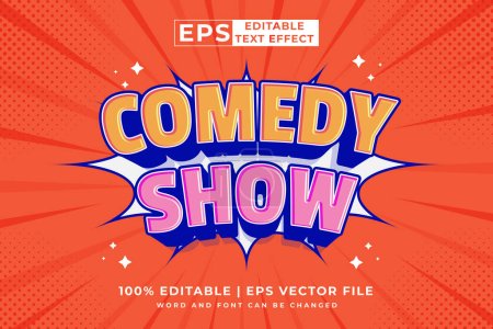 Illustration for Editable text effect comedy show comic 3d cartoon style premium vector - Royalty Free Image