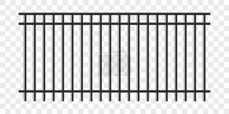 Metal fence. Prison bars. Realistic lattices. Vector illustration isolated on transparent background
