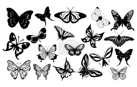 Foto de Conjunto de iconos de silueta de mariposa. Ilustraciones vectoriales para el diseño de circuitos y siluetas. - Imagen libre de derechos