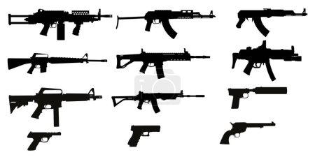 silhouette of weapon set on isolated background