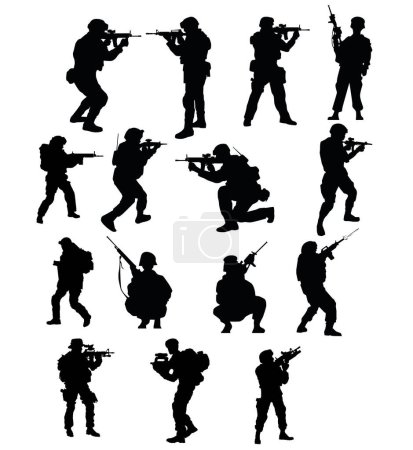 Foto de Colección de Soldado con siluetas de pistola en diferentes poses - Imagen libre de derechos