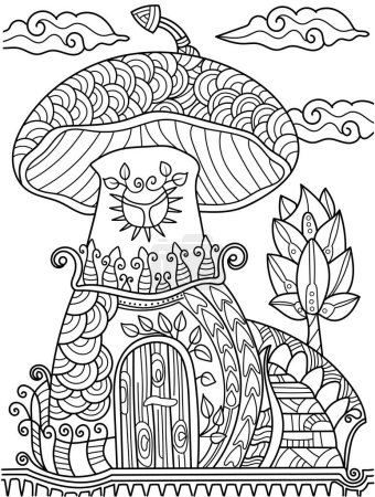 Foto de Libro de página para colorear hongo para adultos vector ilustración - Imagen libre de derechos