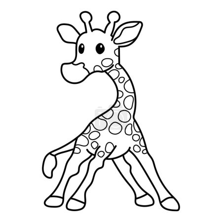 Página aislada de jirafa para colorear para niños