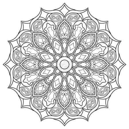 Mandala contour, vecteur noir et blanc 