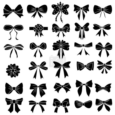 Illustration for Bow ribbon icons set - Royalty Free Image