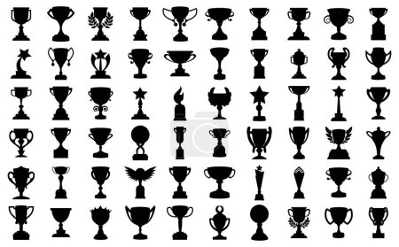 Ilustración de Conjunto de siluetas de copa trofeo. Ilustraciones vectoriales aisladas sobre fondo blanco - Imagen libre de derechos