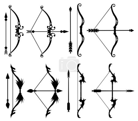 Illustration for Bows and arrows silhouettes - Royalty Free Image