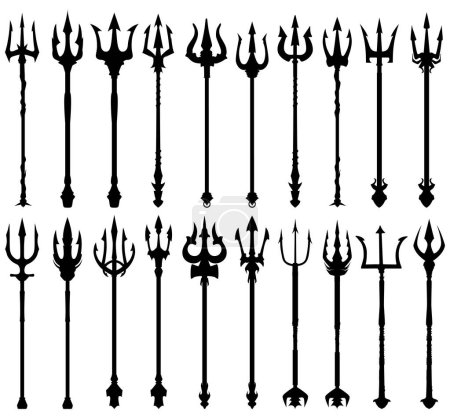 Illustration for Set of trident silhouettes isolated on white background - Royalty Free Image