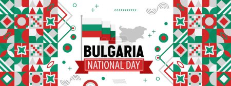 Illustration for Bulgaria national day banner with Bulgarian flag colors background, creative independence day banner Poster, card, banner, template, for Celebrate annual - Royalty Free Image
