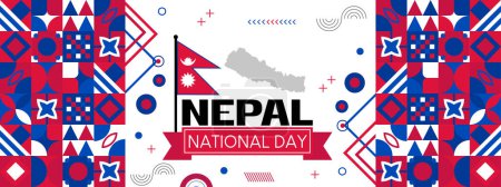 Nepal Día Nacional o Happy Teej Festival bandera con formas abstractas