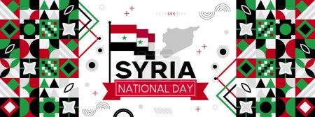 Syrien Nationalfeiertag Banner Abstrakt Feier geometrische Dekoration Design Grafik Kunst Web-Hintergrund