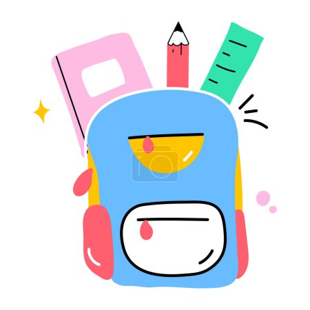 Illustration for School student backpack cartoon style vector illustration - Royalty Free Image