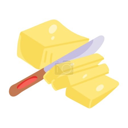 vector illustration of a cartoon sliced butter
