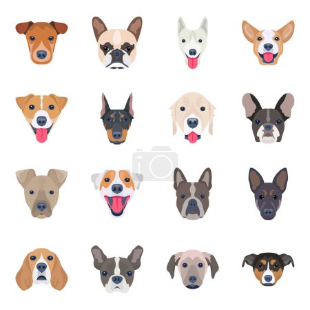 Ilustración de Conjunto de perros diferentes, ilustración vectorial - Imagen libre de derechos