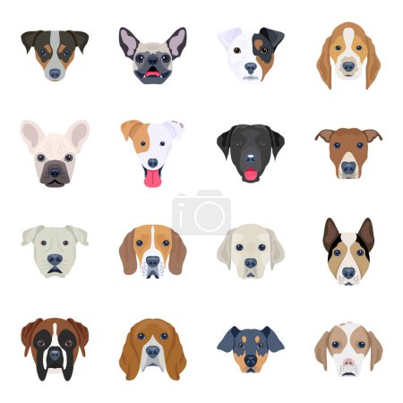Ilustración de Conjunto de perros diferentes, ilustración vectorial - Imagen libre de derechos
