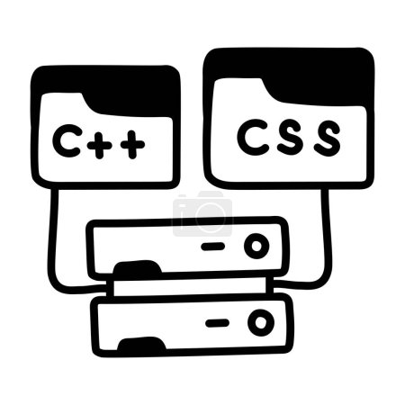 Illustration for Sketchy icon of a programming server - Royalty Free Image
